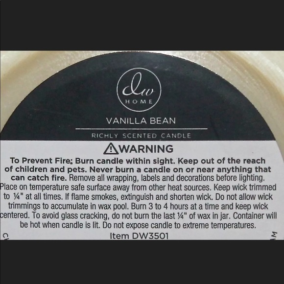 DW HOME CANDLE VANILLA BEAN 3 WICK RICHLY SCENTED NEW - Picture 5 of 5